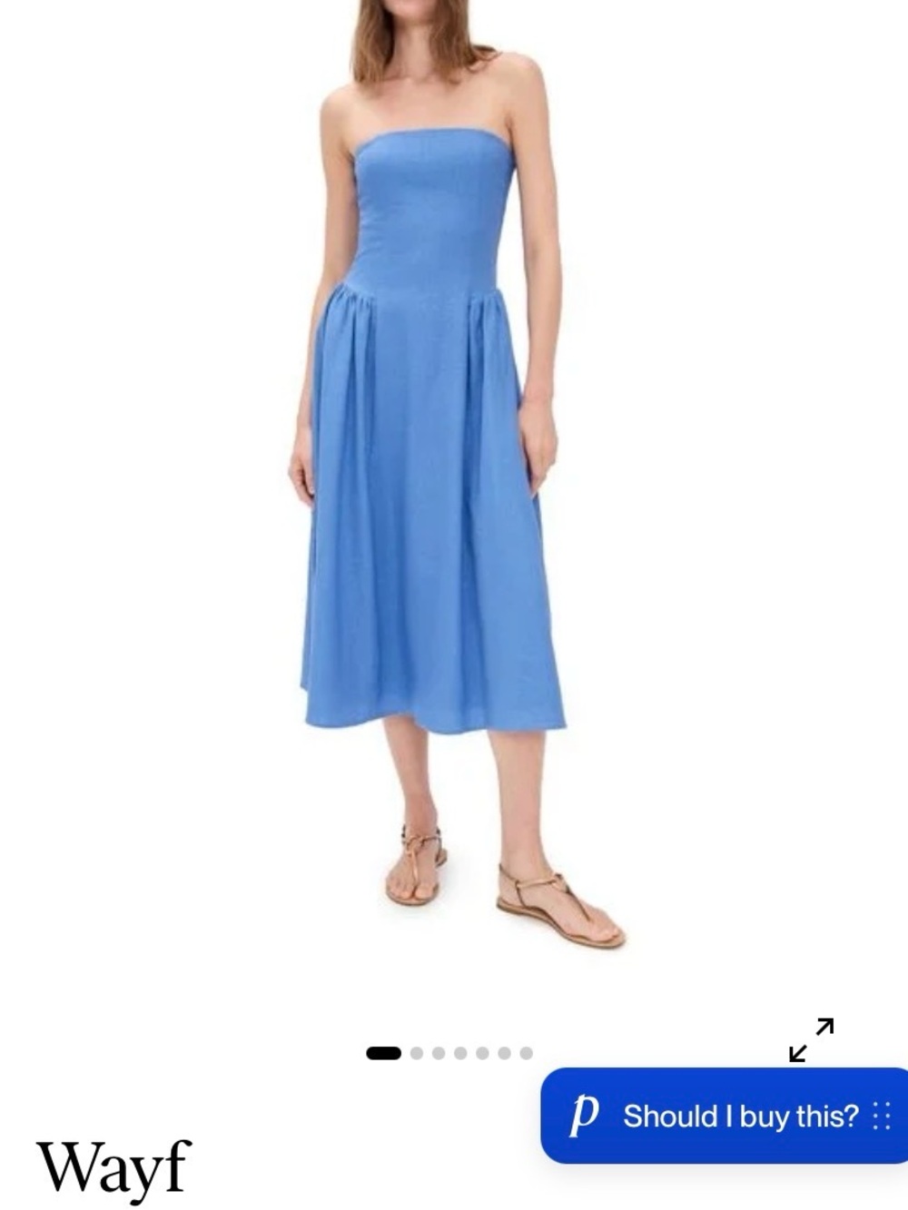 Wayf Strapless Midi Dress in Periwinkle Blue